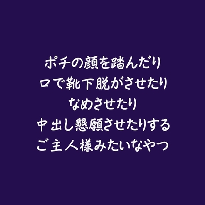 ポチの顔を踏んだり口で靴下脱がさせたりなめさせたり中出し懇願させたりするご主人様みたいなやつ